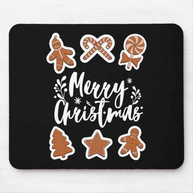Merry Christmas Cookies Gingerbread Man Tree Bakin Mouse Pad (Front)