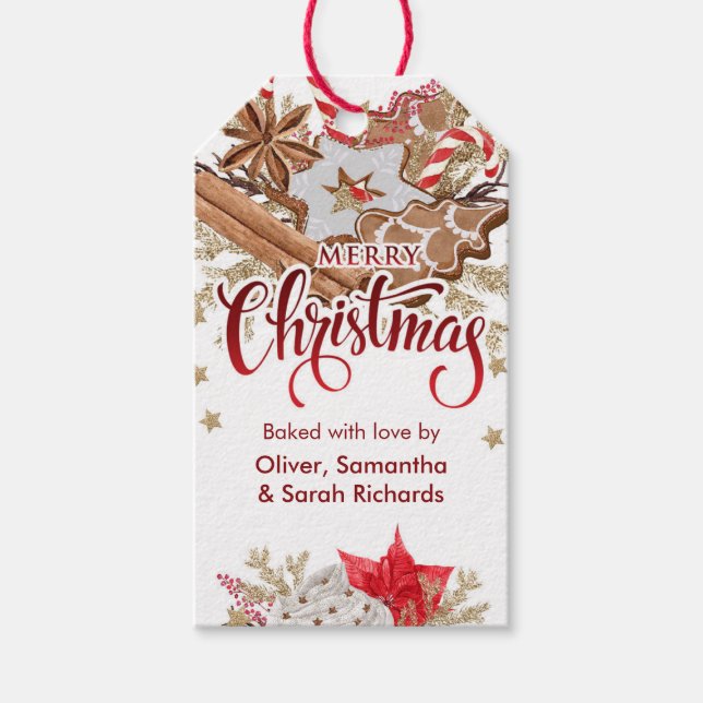 Merry Christmas Cookies Holiday Baking Gift Tag (Front)