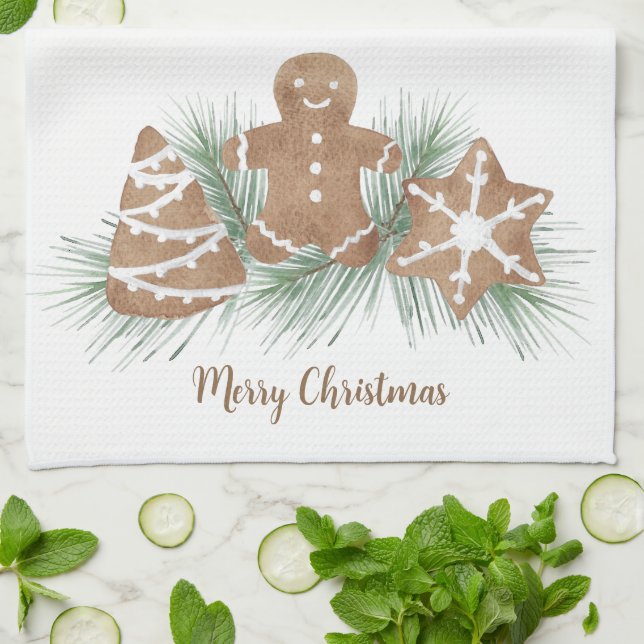 Merry Christmas Cookies Kitchen Towel (Folded)