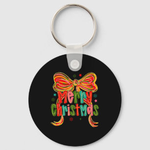 Merry Christmas Coquette Bow Christmas Women Girls Keychain