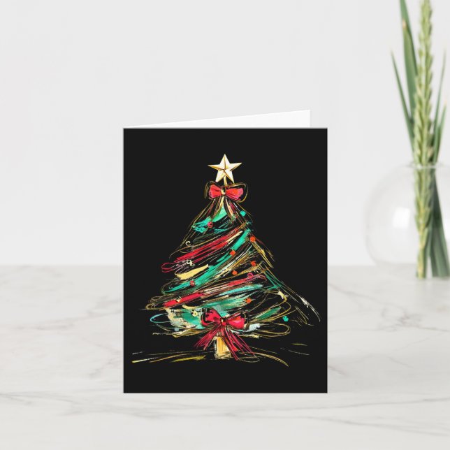 Merry Christmas Coquette Bow Xmas Tree Family Paja Card (Front)