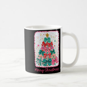Merry Christmas Coquette Bow Xmas Tree Holiday Gir Coffee Mug