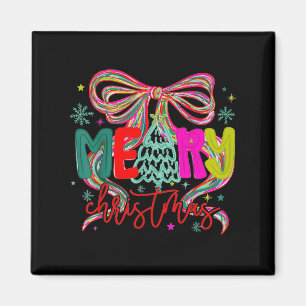 Merry Christmas Coquette Preppy Bow Tree For Woman Magnet