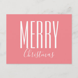 Merry Christmas Coral Pink Holiday Postcard