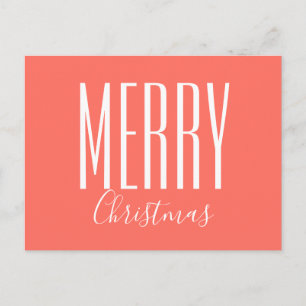 Merry Christmas Coral White Holiday Postcard