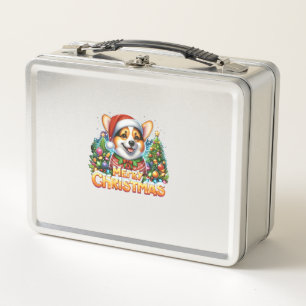 Merry Christmas Corgi Dog Corgmas Matching Christm Metal Lunch Box