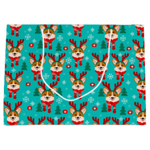Merry Christmas Corgi Dog Gift Bag