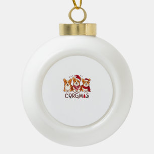 Merry Christmas Corgi Dog Santa Love Corgis Family Ceramic Ball Christmas Ornament