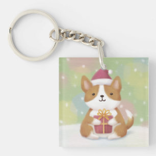 Merry Christmas: Corgi Illustration Art Keychain