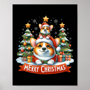 Merry Christmas Corgmas Corgi Dog Matching Christm Poster