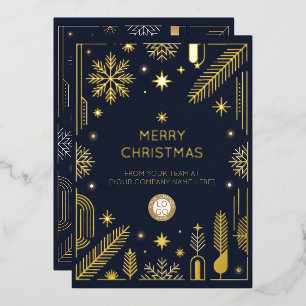 Merry Christmas Corporate Business Company Logo Foil Holiday Card