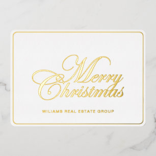 Merry Christmas Corporate Greeting Gold Foil Holiday Card
