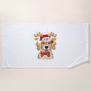 Merry Christmas Costume Reindeer Cute Santa Beagle Beach Towel