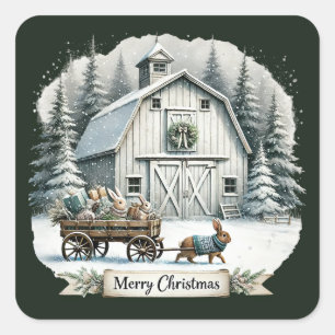 Merry Christmas Country barn Square Sticker