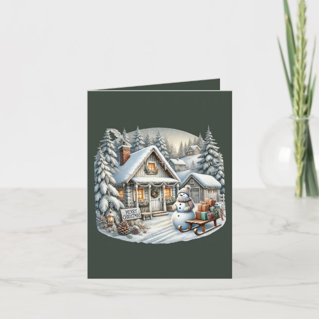Merry Christmas Country home add message Holiday Card (Front)