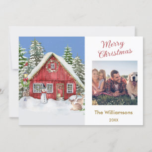 Merry Christmas Country Scene Family Photo  Card