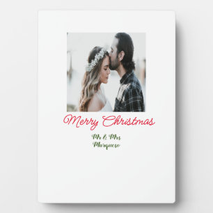 Merry Christmas couple photo add name happy holida Plaque