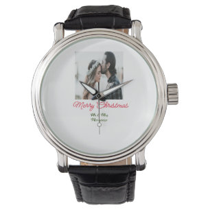 Merry Christmas couple photo add name happy holida Watch