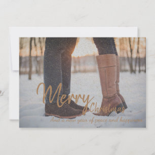 Merry Christmas Couple Photo Peace Happiness Holiday Card