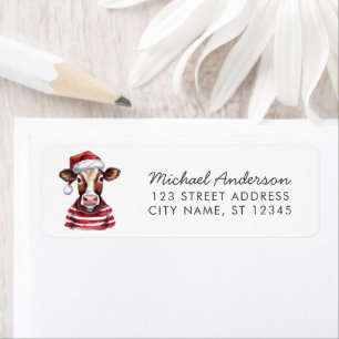 Merry Christmas Cow in Santa Hat Retourner l'adres