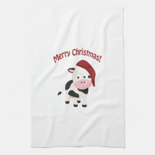Merry Christmas Cow Kitchen Towel