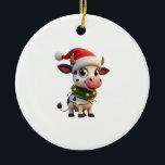 Merry Christmas Cow Santa Christmas Lights Cow Xma Ceramic Ornament<br><div class="desc">Merry Christmas Cow Santa Christmas Lights Cow Xmas Tree T-Shirt (3)</div>