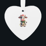 Merry Christmas Cow Santa Christmas Lights Cow Xma Ornament<br><div class="desc">Merry Christmas Cow Santa Christmas Lights Cow Xmas Tree T-Shirt (1)</div>