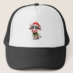 Merry Christmas Cow Santa Christmas Lights Cow Xma Trucker Hat