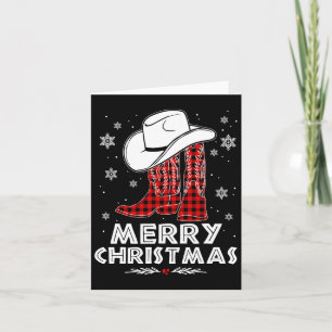 Merry Christmas Cowboy Boots Red Buffalo Plaid Wes Card