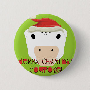 Merry Christmas CowPoke 2 Inch Round Button