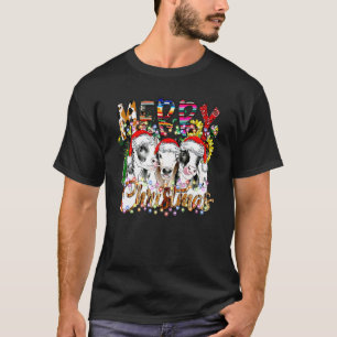 Merry Christmas  Cows Animal Farm Floral Xmas T-Shirt