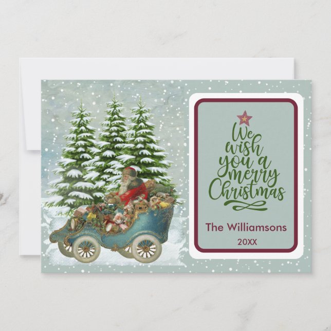 Merry Christmas Cozy Vintage Santa Christmas Card (Front)