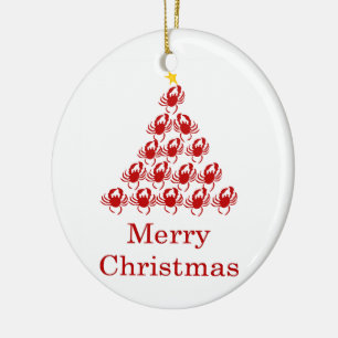 Merry Christmas Crab Ceramic Ornament