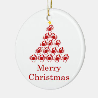 Merry Christmas Crab Ceramic Ornament