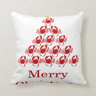 Merry Christmas Crab Throw Pillow