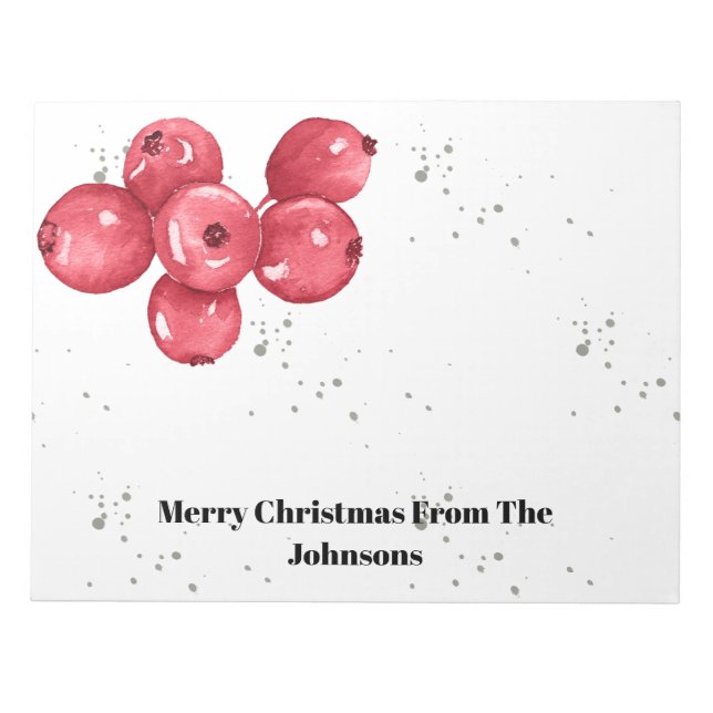 Merry Christmas Cranberries Notepad (Front)