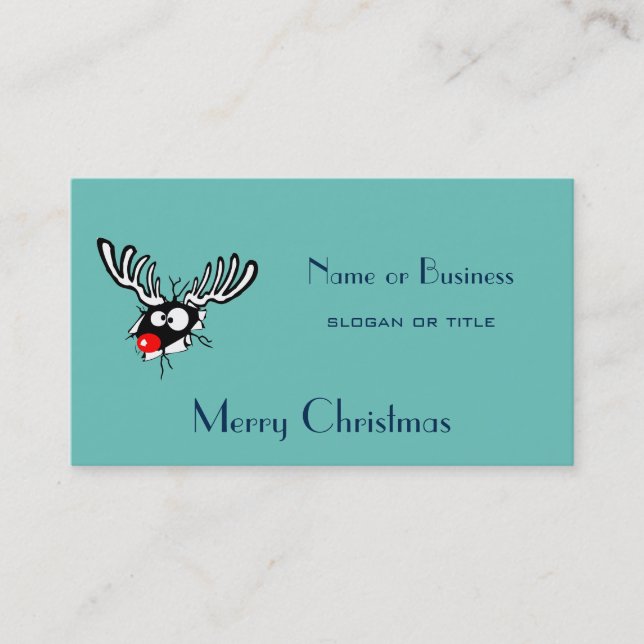 Merry Christmas! Crazy Red Nosed Reindeer Business Card (Front)