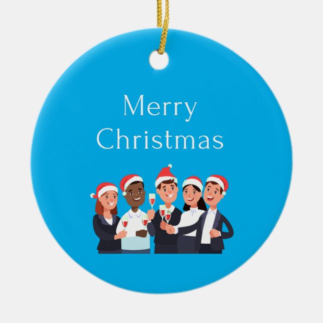 merry christmas crew 2022 ceramic ornament (Front)