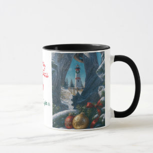 Merry Christmas Crisp Point Lighthouses Mug