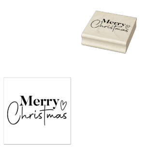 Merry Christmas Cross and heart Rubber Stamp
