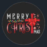 Merry Christmas Cross Christian Religious Classic Round Sticker<br><div class="desc">Merry Christmas Cross Christian Religious Christmas Quotes</div>