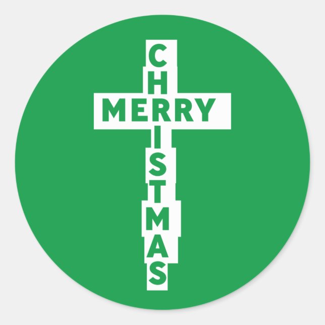 Merry Christmas, cross   Classic Round Sticker (Front)