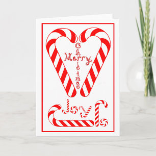 Merry Christmas Cross Heart Candy Canes Joy Sleigh Holiday Card