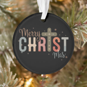 Merry Christmas Cross Religious Christian Family  Ornament