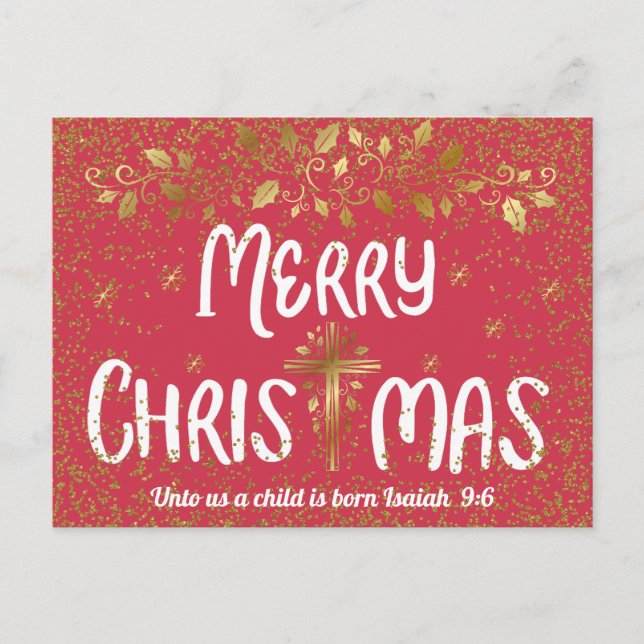 Merry Christmas Cross Scripture Postcard (Front)