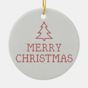 Merry Christmas cross stitch sign Ceramic Ornament