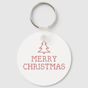 Merry Christmas cross stitch sign Keychain