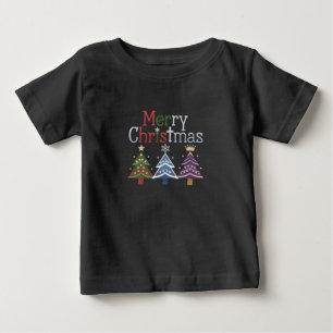 Merry Christmas Cross Xmas Tree Retro Baby T-Shirt