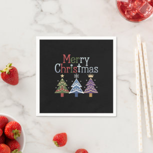 Merry Christmas Cross Xmas Tree Retro Napkin