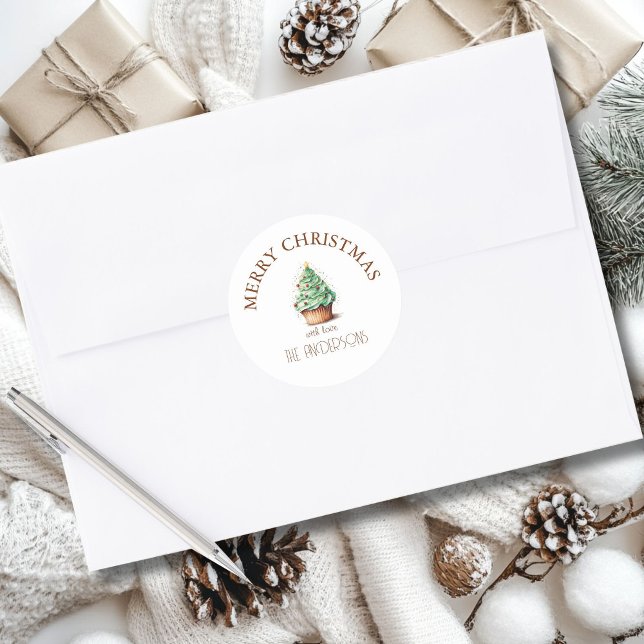 Merry Christmas! Cupcake-Christmas-Tree Classic Round Sticker (Creator Uploaded)